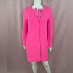 J CREW Double Cloth Womens Hot Pink Wool Coat Jacket Size 4